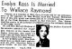 Evelyn Ross and Wallace Raymond Wedding announcement